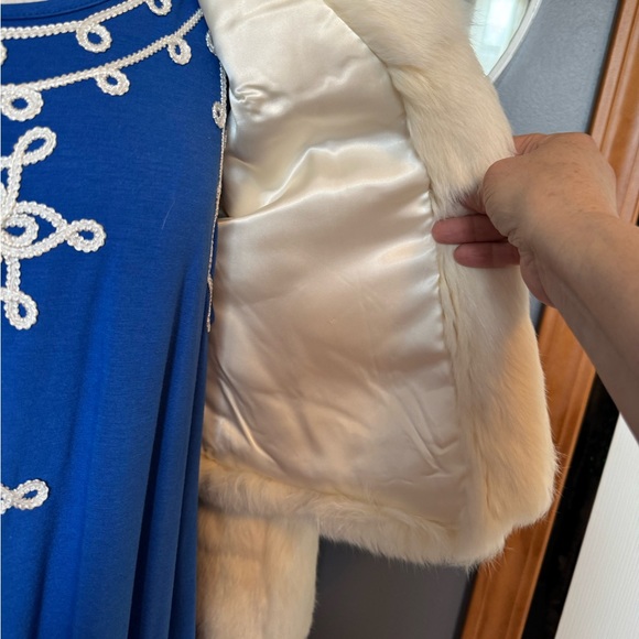 Vintage Split End LTD White Rabbit Fur Coat Size Small - Picture 5 of 10